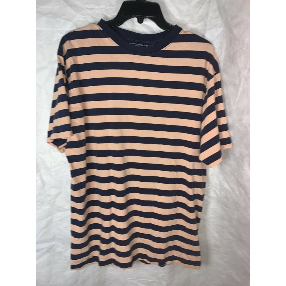 Ivy Crew Medium Peach & Navy Crew Neck Shirt